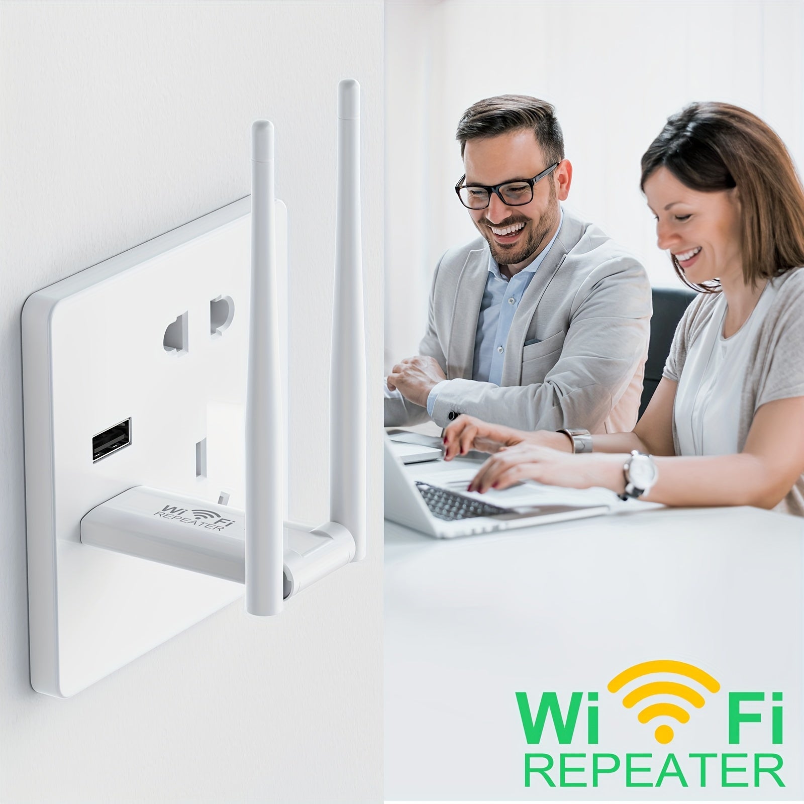 Portable WiFi Signal Booster 300Mbps USB Indoor Range Extender for Stronger Wireless Coverage