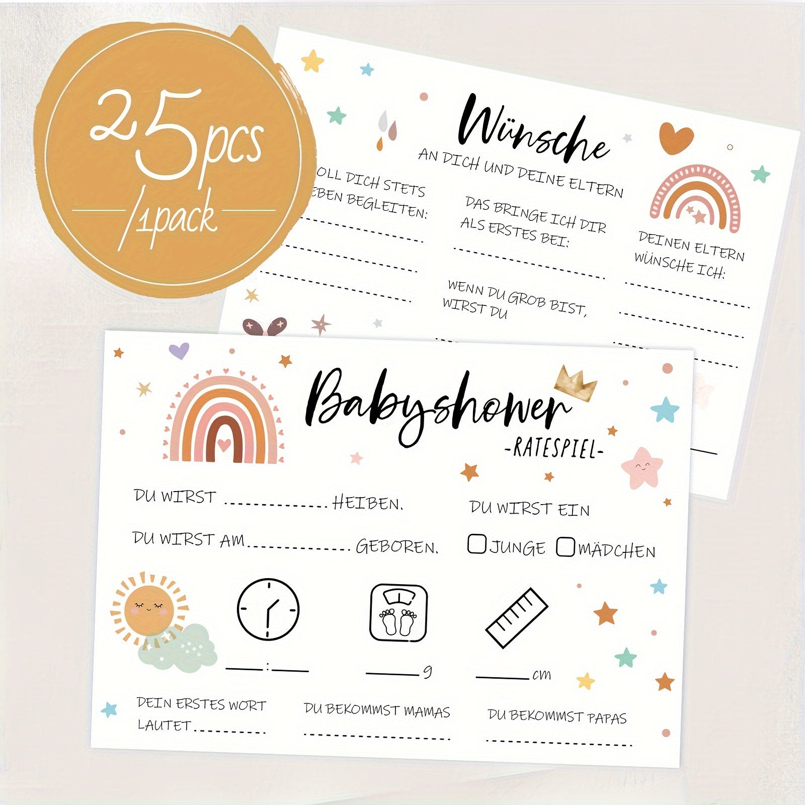 Kids Shower Quiz Game Cards for Boys and Girls Party Activity A6 Size