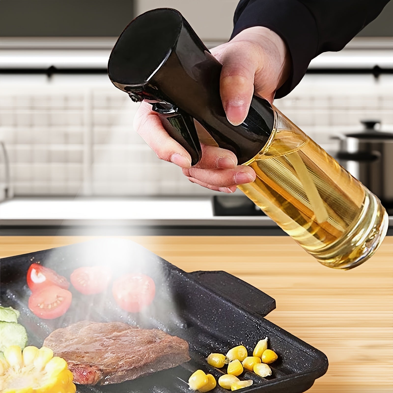 Cooking Oil Spray Bottle 200ML, Refillable Canola Oil Dispenser for Baking Frying Grilling