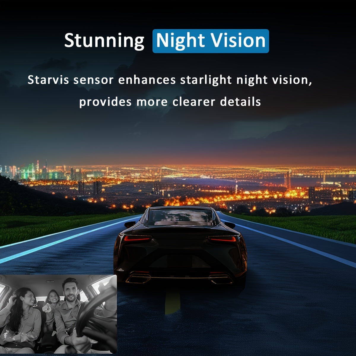 Car Dash Cam Dual Front and Inside 1080P Night Vision Loop Recording