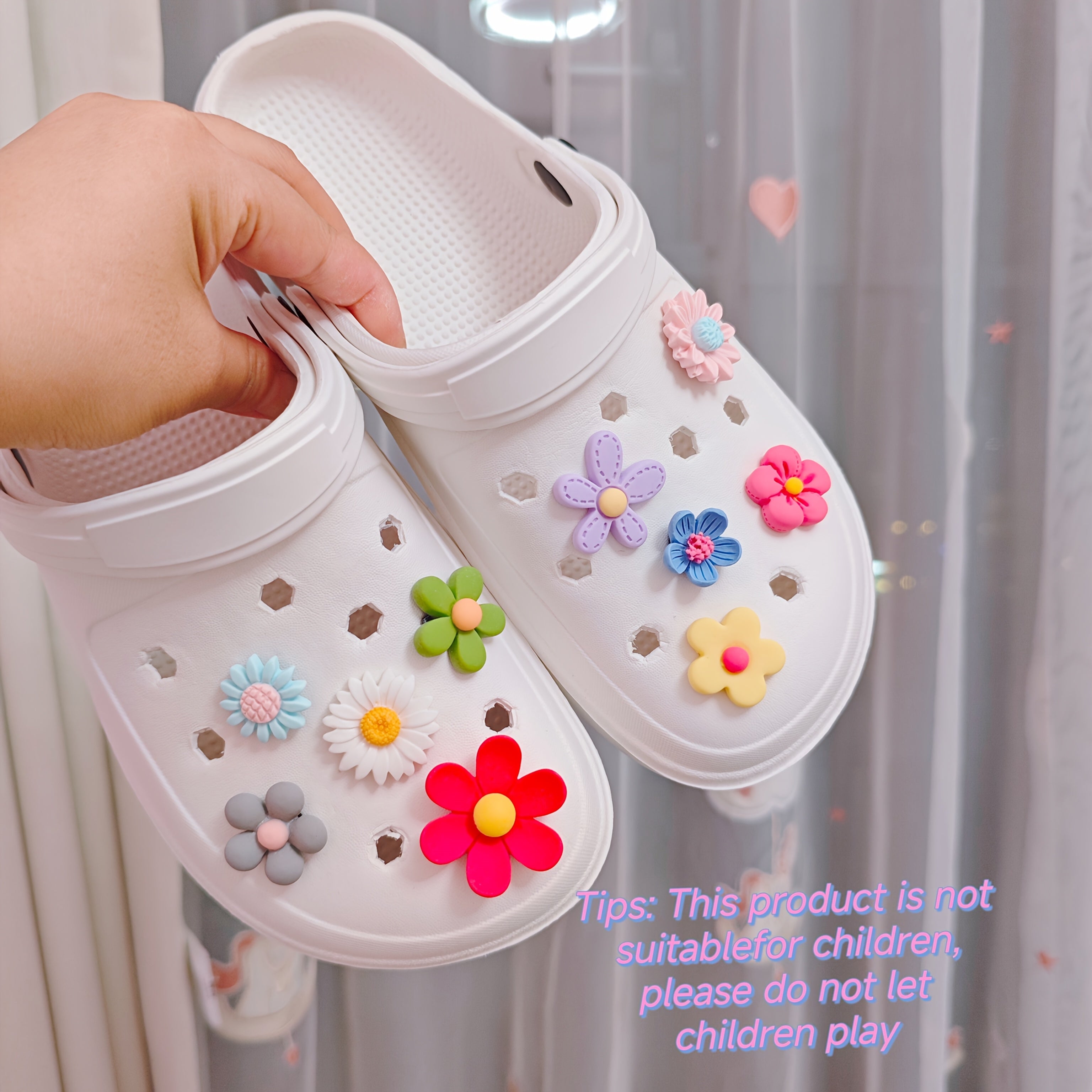 10Pcs Colorful Cartoon Flower Shoe Charms for Clogs Sandals and Slippers