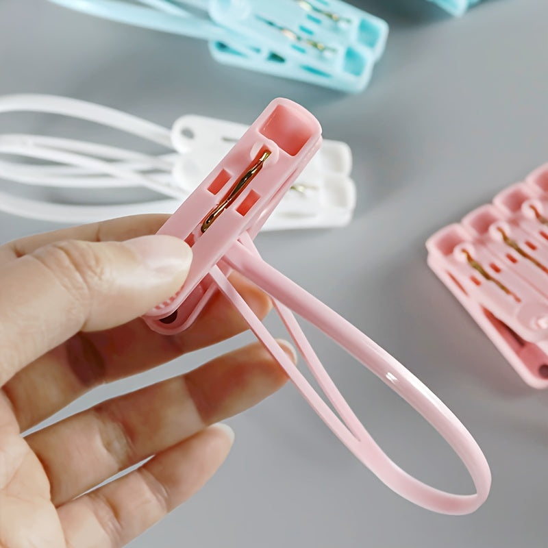 Clips de ropa a prueba de viento, clips de plástico para el hogar con cuerda para secar y viajar