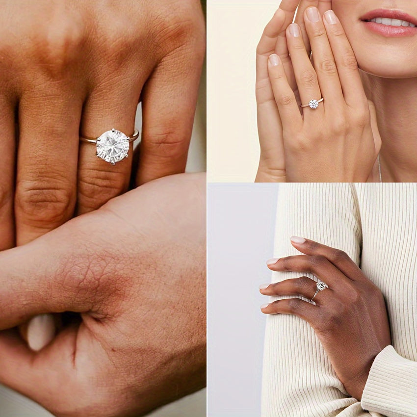 Anillo de compromiso de moissanita de plata de ley 1ct 2ct 3ct 5ct joyería de boda