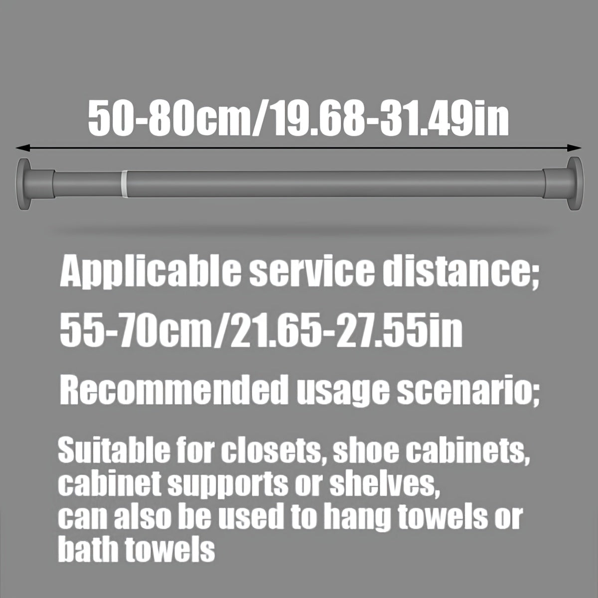 Moslashuvchan Rustproof Metal Curtain Rod Uzaytiradigan G'ichqichli Tension uchun Hammom, shkaf, deraza, eshik