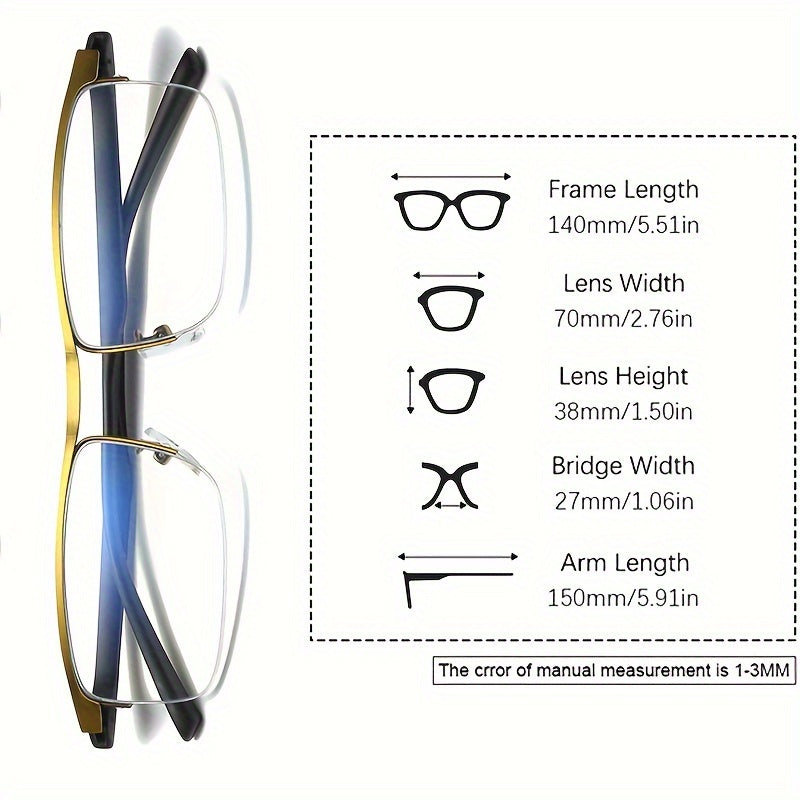 Unisex Dual-Purpose Reading Glasses with Blue Light Protection and Half-Frame