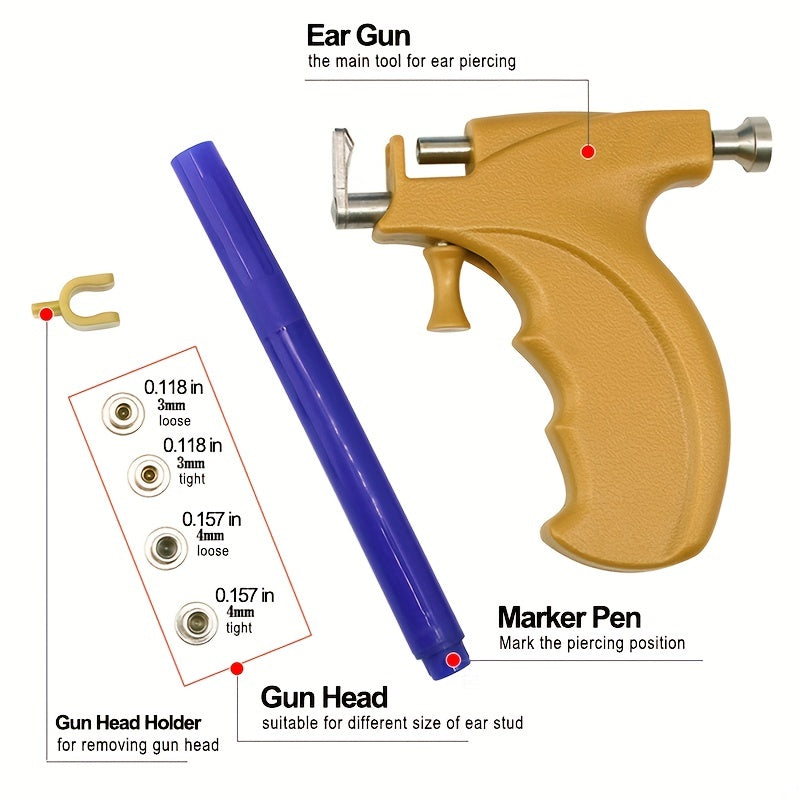 Professional Ear Piercing Kit with Piercing Gun and Studs for Salons and Home Use