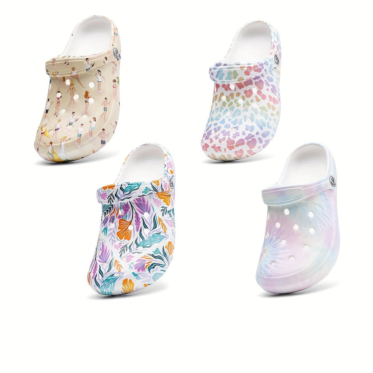 Women's EVA Clogs Slip-On Garden Shoes with Floral Leopard Patterns