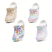 Women's EVA Clogs Slip-On Garden Shoes with Floral Leopard Patterns