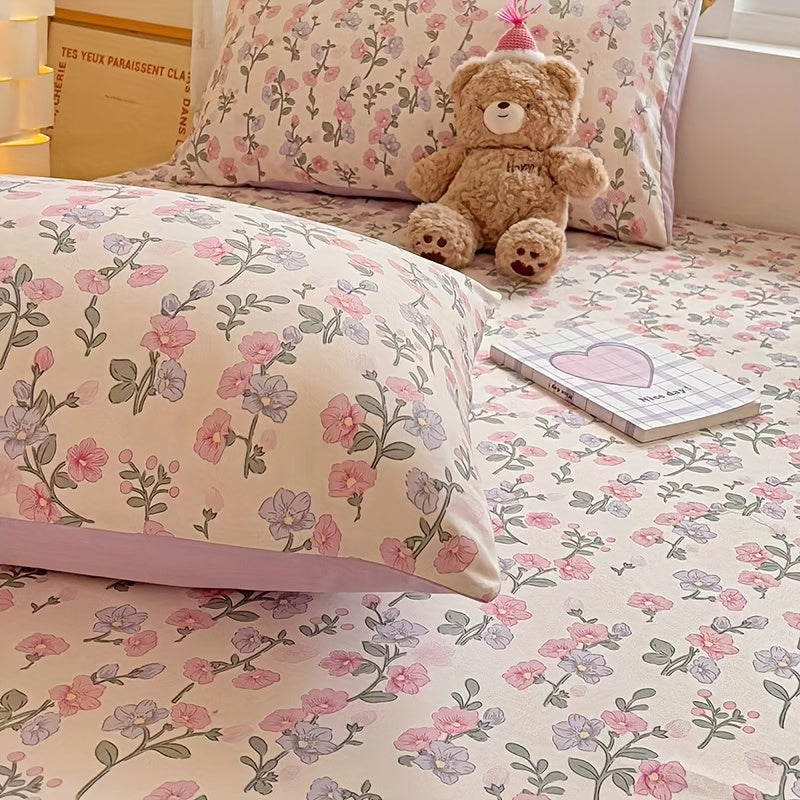 Printed Pastoral Pillowcases Set with Deep Pockets for Bedroom and Guest Use