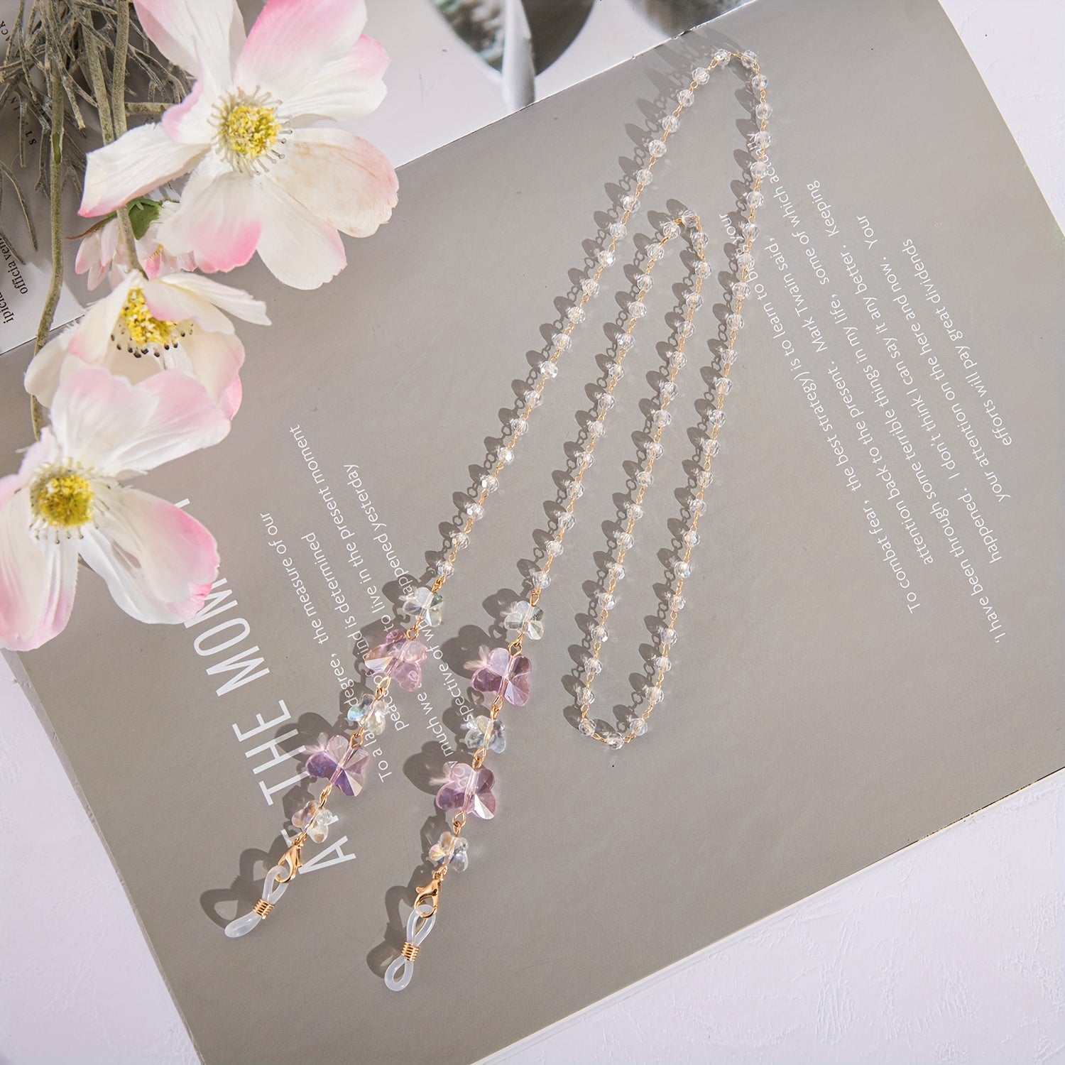 Zarif Kristall Qushlar Ko'zoynak Zanjiri - Ayollar uchun Ko'zoynak va Niqoblar uchun Zamonaviy Sirpanmas Lanyard