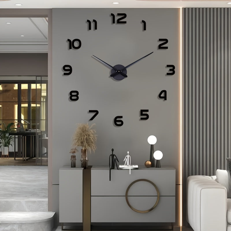 Oversized DIY Wall Clock with Luminous 3D Design, Acrylic Frame, Auto Dimmable