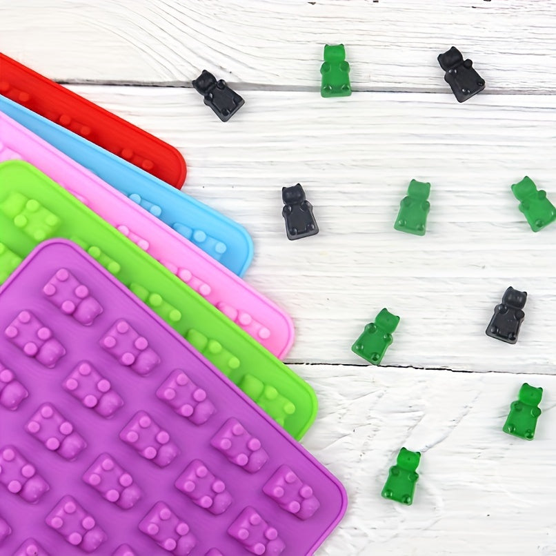 50-Cavity Silicone Gummy Bear Molds for Candies Chocolates Jelly and Dog Treats Flexible Heat-Resistant