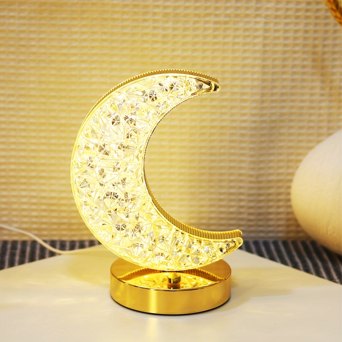 Moon Shape Touch Table Lamp with 3-Color LED Nightstand Light for Bedroom Nursery Office