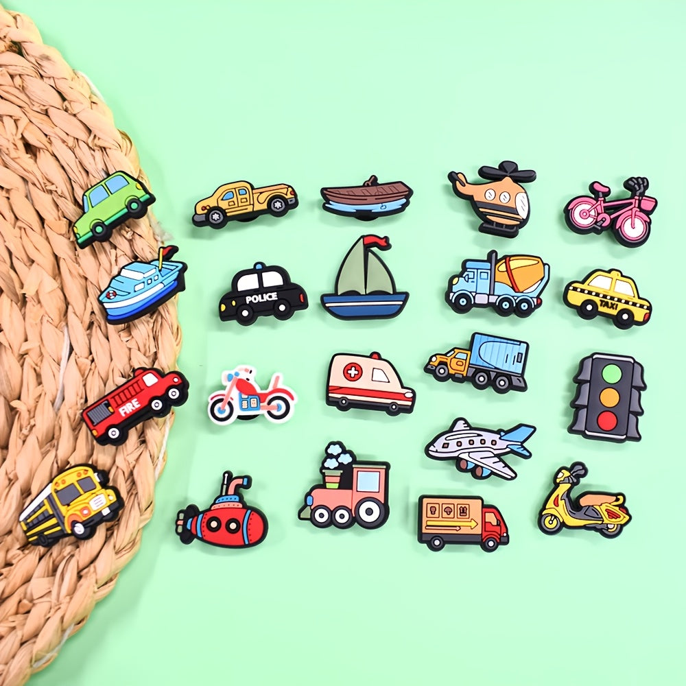 Unisex Plastic Shoe Charms Set Aircraft Transportation Decor 21pcs