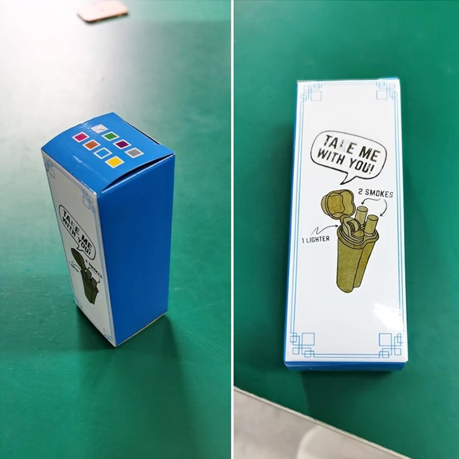 Men Women Unisex Metal Cigarette Case with Lighter and Accessories Storage