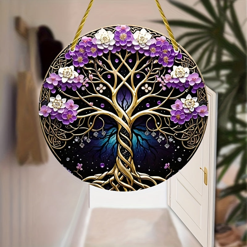 Vibrant Floral Acrylic Tree Suncatcher for Garden and Bedroom Decor