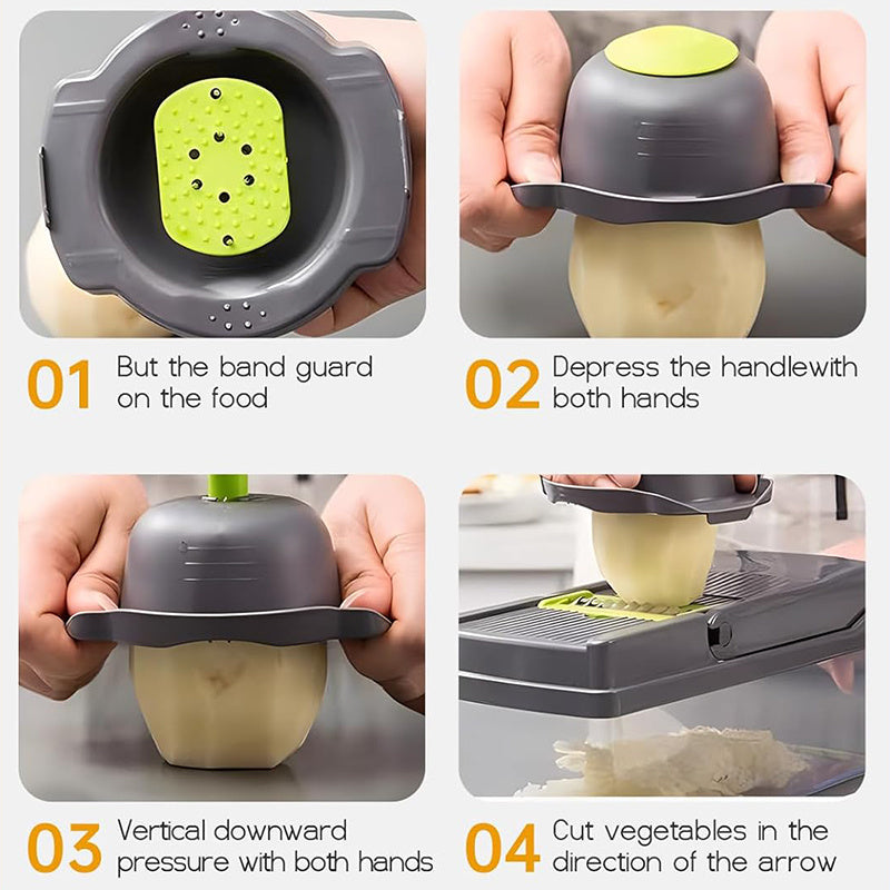 14-in-1 Plastic Kitchen Vegetable Slicer with 8 Blades and Container