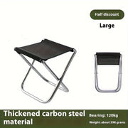Durable Metal Portable Folding Stool for Camping, Fishing, Travel, Black