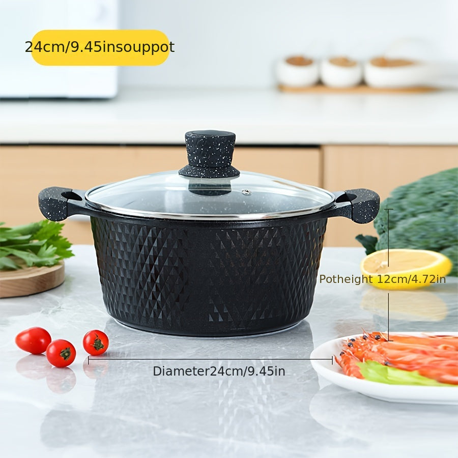 Enamel Non-Stick Cookware Set with Maifan Stone Aluminum Pots and Pans for Stewing Frying