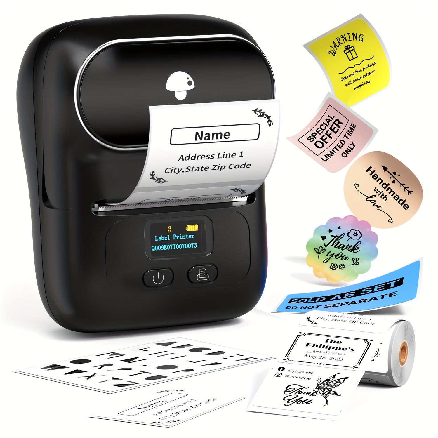 Mini Wireless Thermal Label Printer for Small Business Home Office 0.8-2 Inch