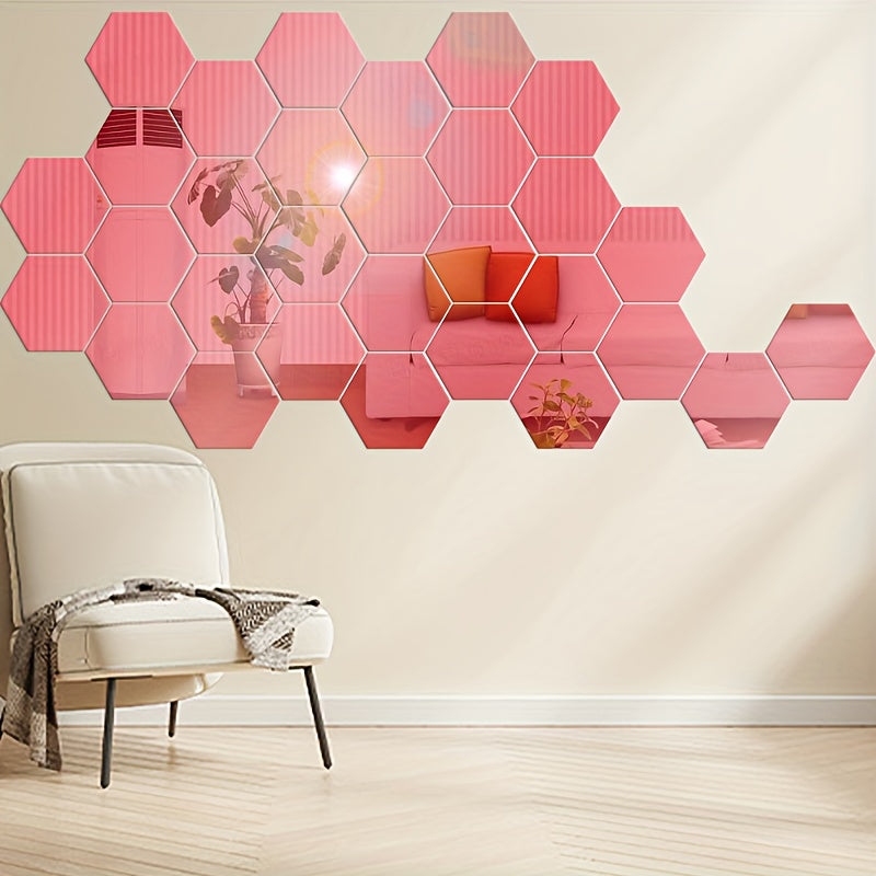 Hexagonal 3D Mirror Wall Stickers for Home Decor, DIY, Modern Design