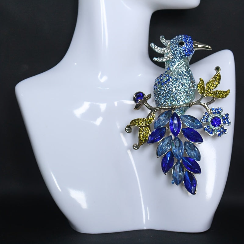 Retro-Style Alloy Hand-Painted Bird Brooch with Rhinestones for Women