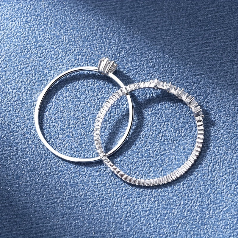 Sterling Silver Moissanite Engagement Ring Round Cut Solitaire Wedding Anniversary Gift