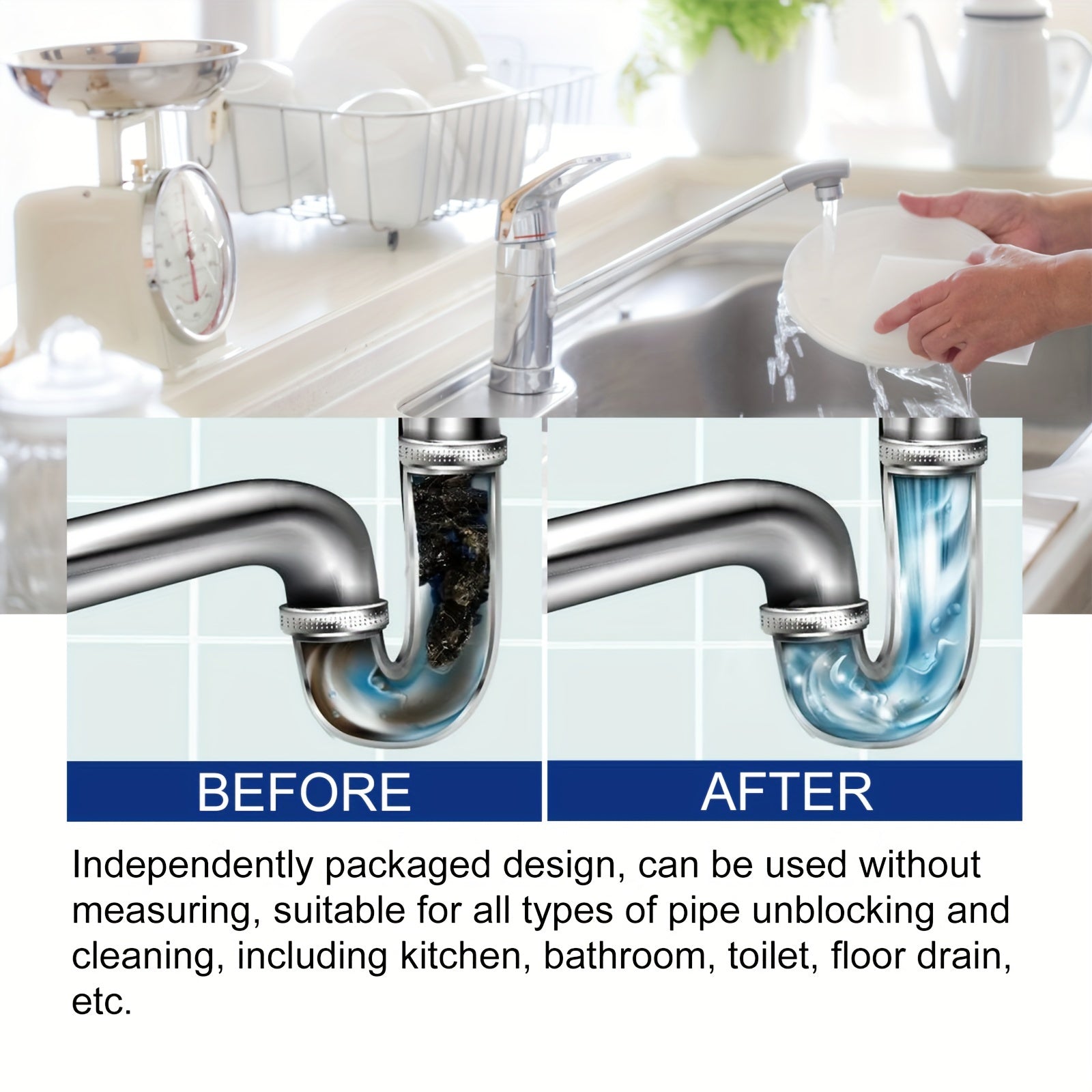 Caja de 12 limpiadores de desagües para inodoros, lavabos y desagües, desatascador