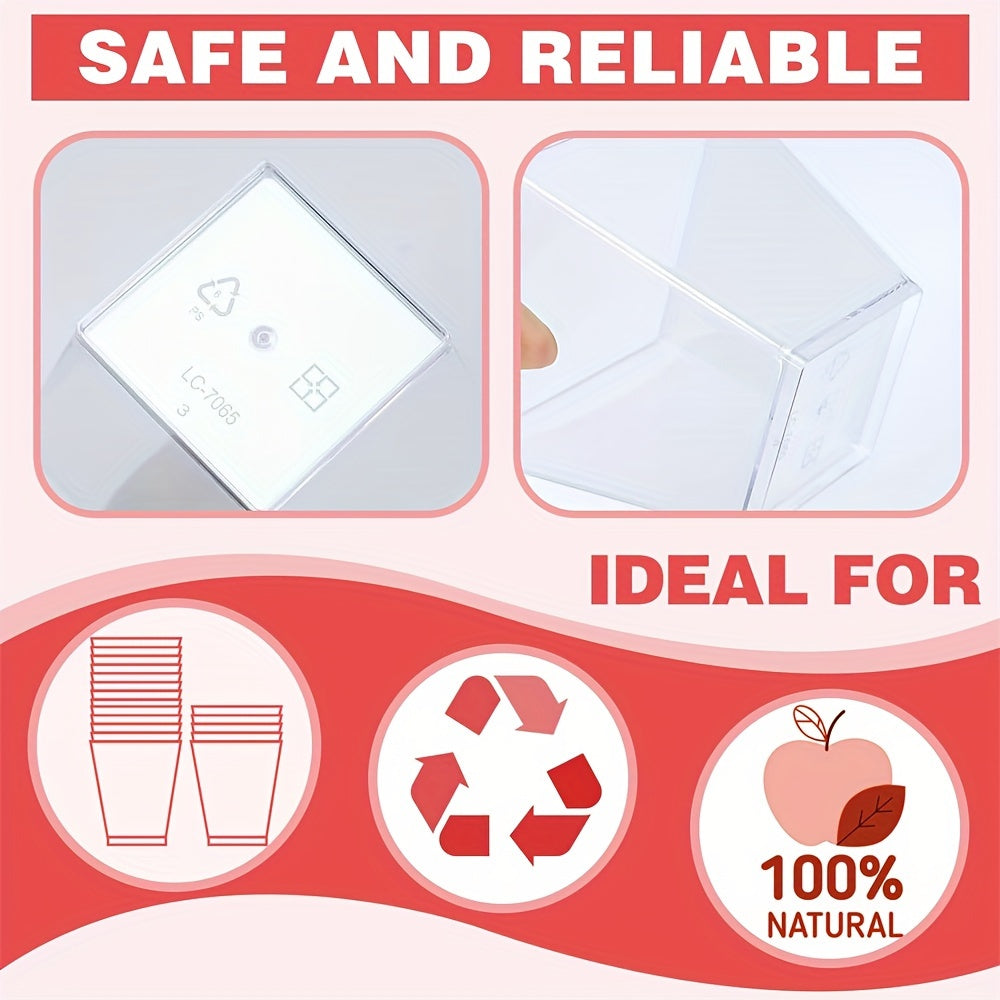 10-Pack 5oz Clear Plastic Dessert Cups Mini Square for Parties Parfaits Pudding