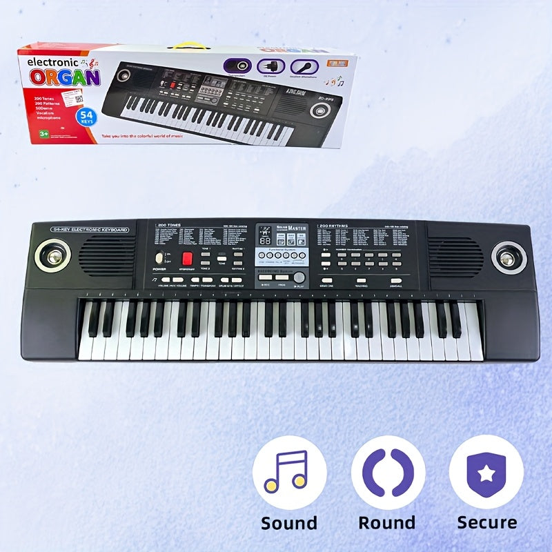 Children's Electronic Keyboard with Microphone 54 Keys 200 Tones Rhythms Demo Songs