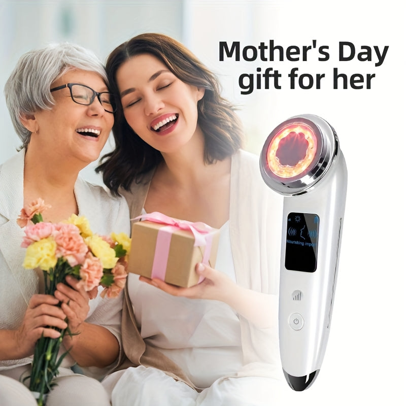 Бежевый массажер для лица для ухода за кожей, портативный, беспроводной, с перезаряжаемой литий-ионной батареей