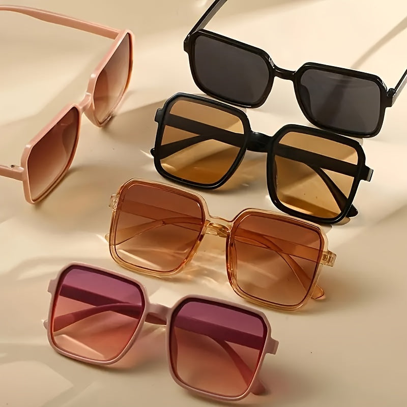 5 dona Katta o'lchamli kvadrat uniseks moda quyosh ko'zoynaklari, gradient, qarshi chiroyli quyoshdan himoya qilish uchun ta'til uchun