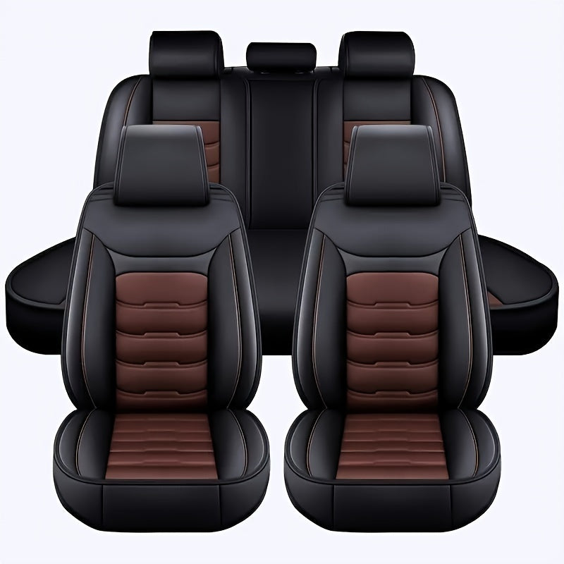5-Seat Faux Leather Car Seat Covers for SUVs and Sedans Scratch and Wear Resistant All-Season