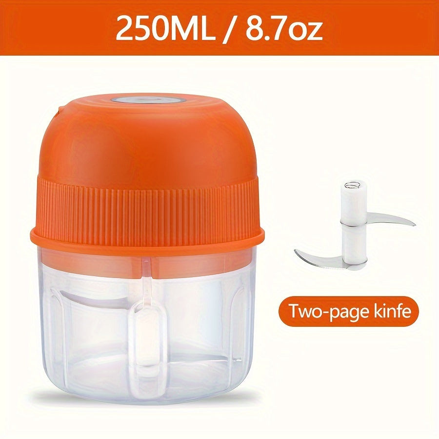 250ml Elektr mini sarimsoqpichoq USB qayta zaryadlanadigan go'sht maydalagich oshxona asbobi