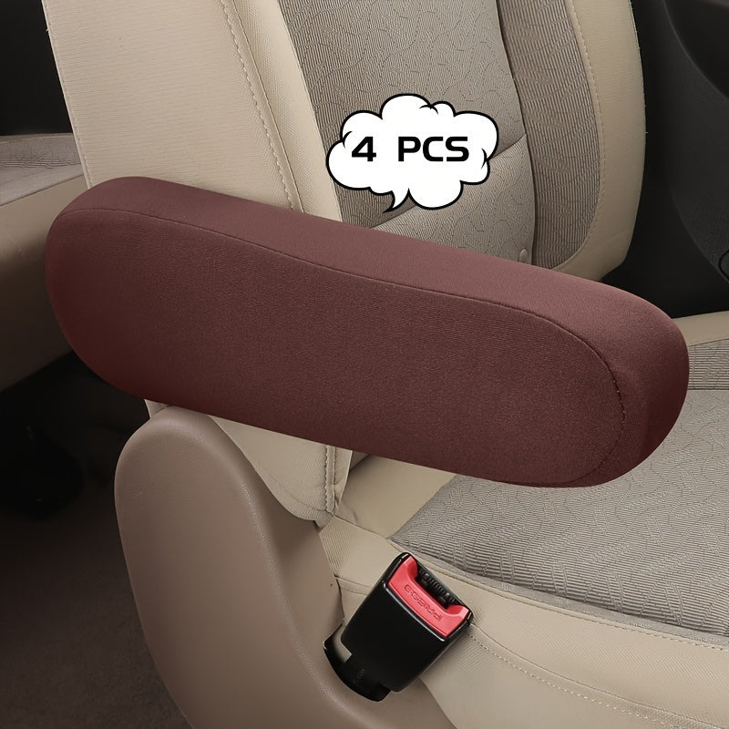 4 Pcs Gray Elastic Fabric Car Seat Armrest Covers Washable Polyester