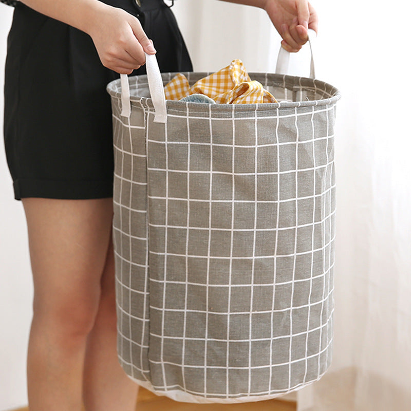 Round Laundry Basket with Storage Bucket for Dirty Clothes Portable Hamper