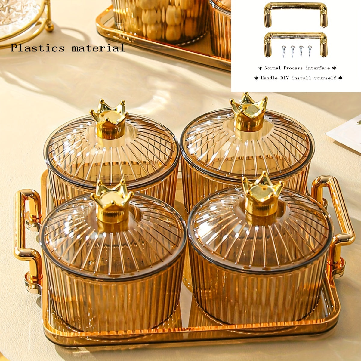 Light Luxury Candy Storage Jar with Sealed Lid for Bottles 3 4 6 on Tray