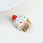 Christmas Cupcake Brooch Pin Enamel Holiday Jewelry Gift for Women