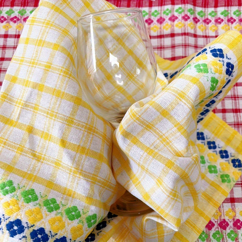 Katta Oshxona Tovuq Tovuq, 4 ta to'plam, Yuqori So'rish Qobiliyatiga ega va Yumshoq Tovuq Tovuq, Rang-barang Ranglarda, Idishlarni Yuvish va Quritish va Umumiy Uy Ishlari uchun Ideal, Oshxona va Bar uchun Kvadrat Choy Tovuq.