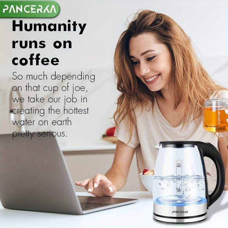 Electric Kettle 1.8L Glass LED Illumination Auto Shutoff Boil-Dry Protection 220V
