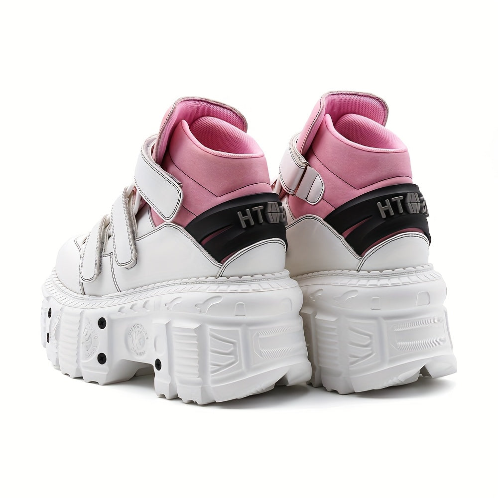 U-Double Y2K Gothic Punk Ayollar uchun Platforma Botinkalari, Yumshoq Boshli, EVA Taglik va Qisqichli Yopish, Rok Poyabzallari