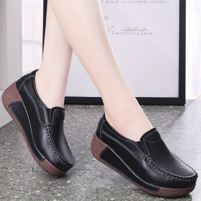 Women's Slip-On Platform Sneakers with Thick Sole and Round Toe for All Seasons