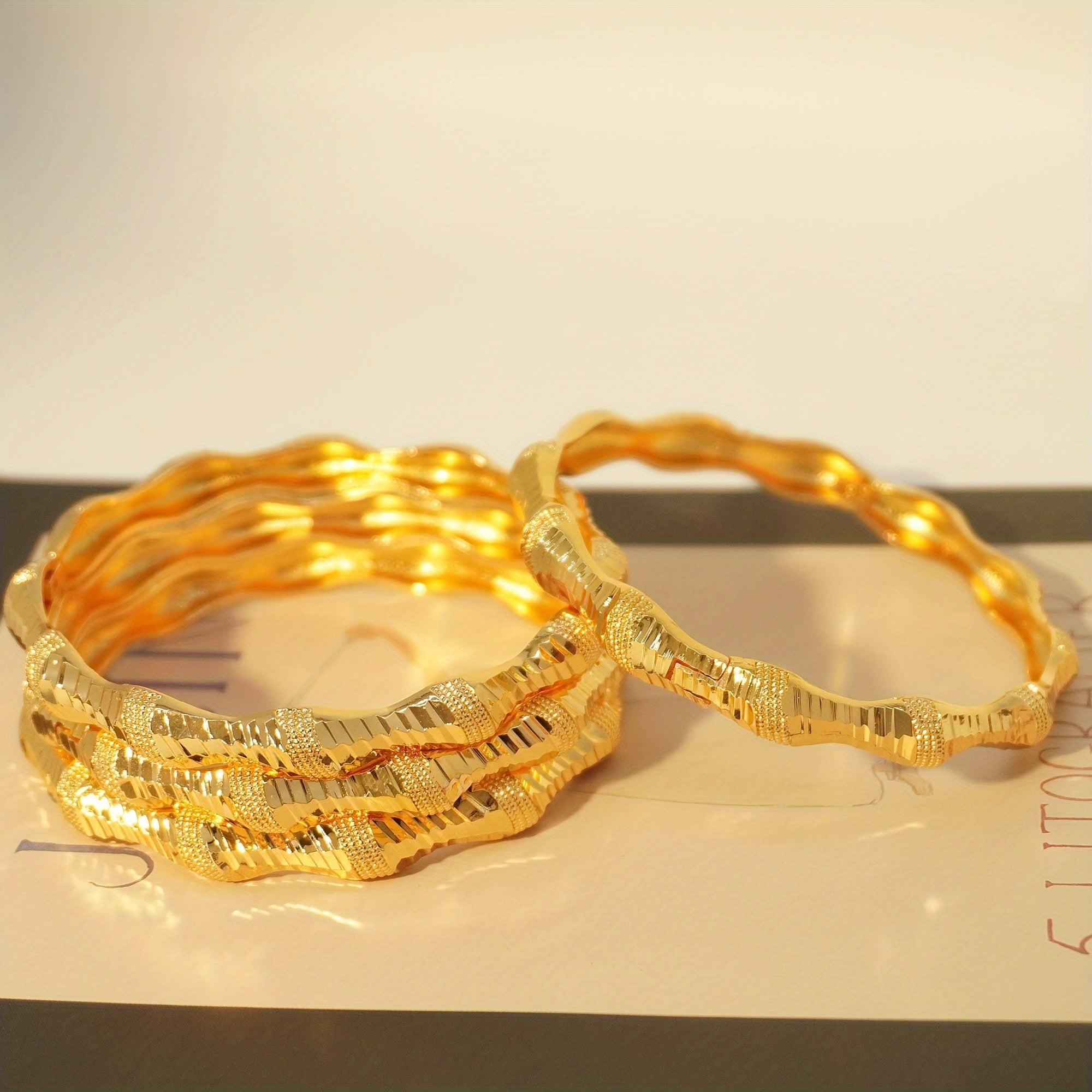 Gold-Plated Copper Cuff Bracelet Set for Women Elegant Jewelry for Everyday and Gifts