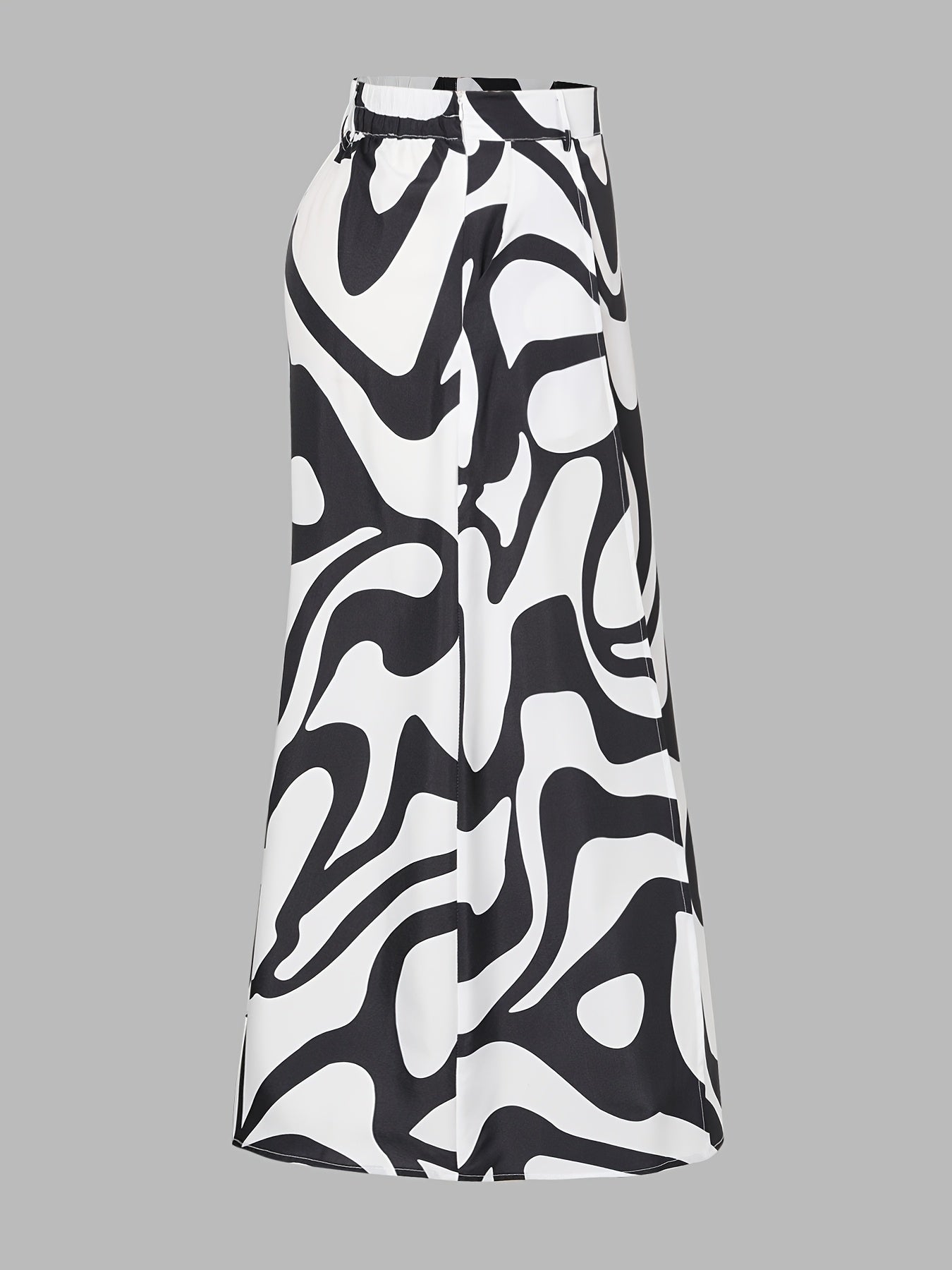 Women's Plus Size Maxi Skirt Polyester Geometric Pockets Black White Zebra