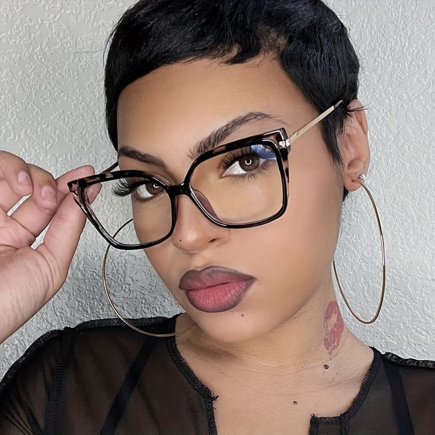 Ayollar uchun vintage kompyuter ko‘zoynaklari kvadrat ramkali, shaffof linzali optik ko‘zoynaklar