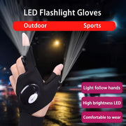Unisex LED Flashlight Gloves 1/2 Pair, Hands-Free Work Lighting Gifts