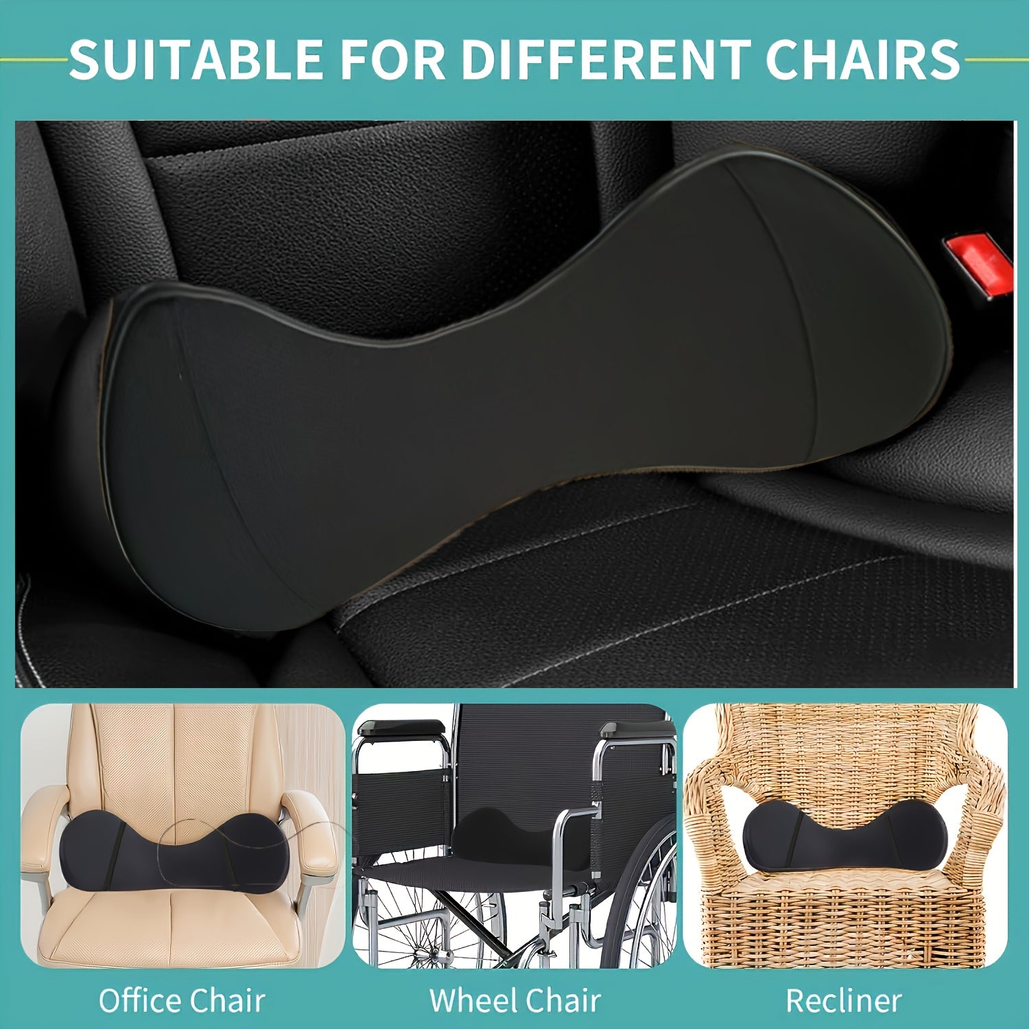 Memory Foam Car Seat Cushion for Long Drives, Comfortable, Universal Fit