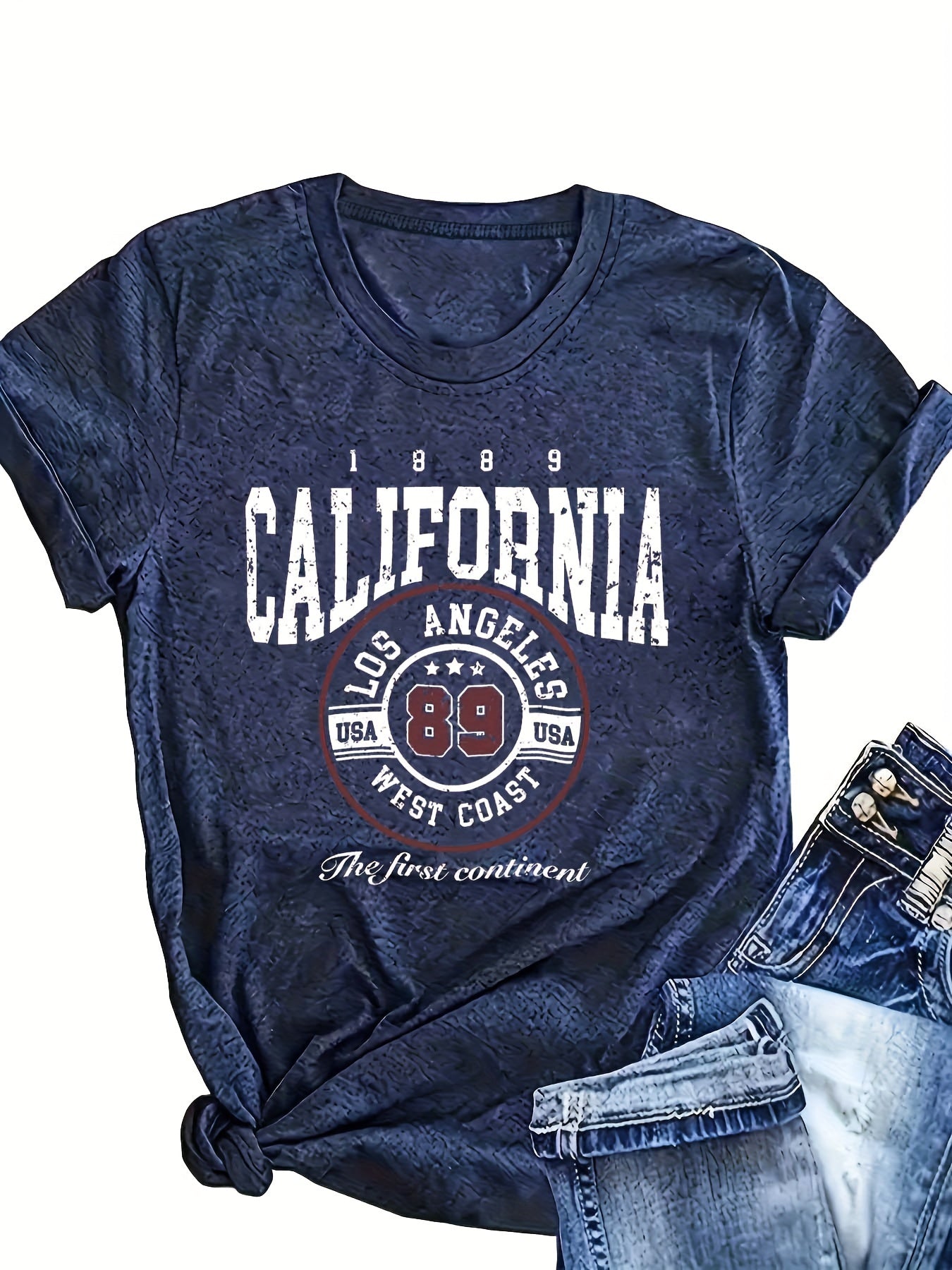 Women's Rayon Blend Casual T-Shirts Set Short Sleeve Letter Print