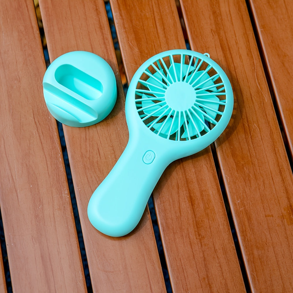 USB перезаряжаемый ручной вентилятор с карманной функцией охлаждения, идеален для студентов, офиса, путешествий и использования на улице, оснащен держателем для телефона.