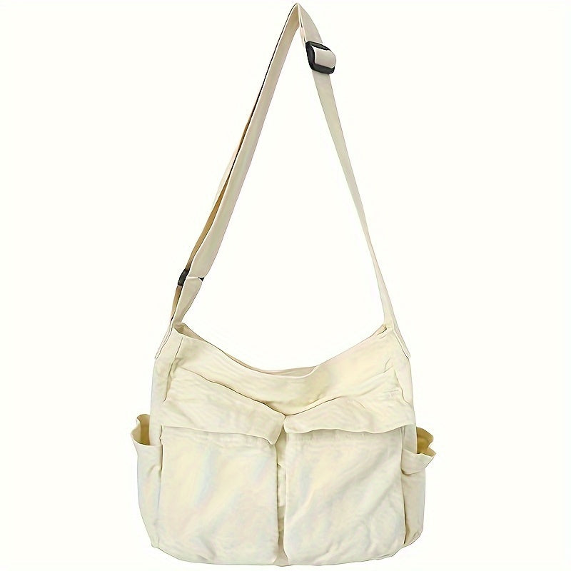 Vintage Canvas Crossbody Bag with Multiple Pockets for Casual Travel